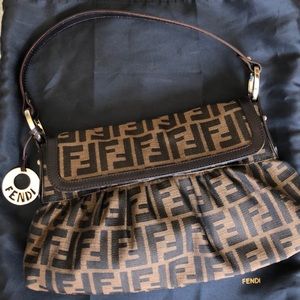 Fendi logo canvas & leather bag
